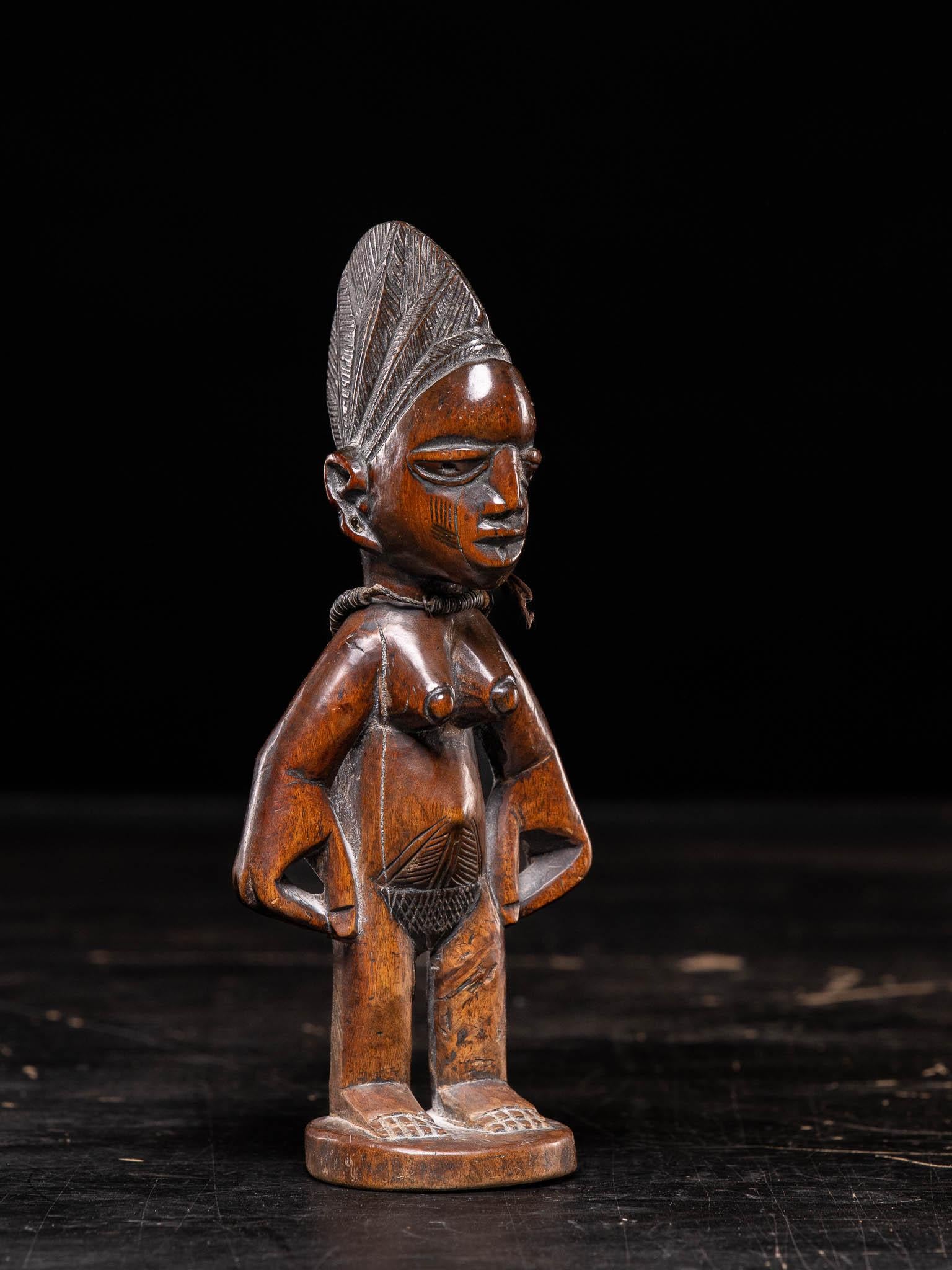 Wood Yoruba-Egba couple of Ere Ibeji Twin Figures signed by Akinyode, Yoruba People  For Sale