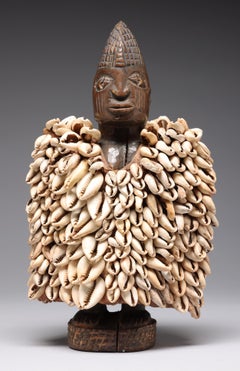 Yoruba Female Figure, an Ibeji Figure, Nigeria, Africa with Cowrie Cloak