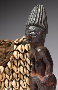 Yoruba Female Figure, an Ibeji or Twin Figure, Nigeria, Africa with Cowrie Cloak