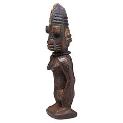 Yoruba Female Figure, Ibeji or Twin Figure, Nigeria, Africa, Cubist Strong