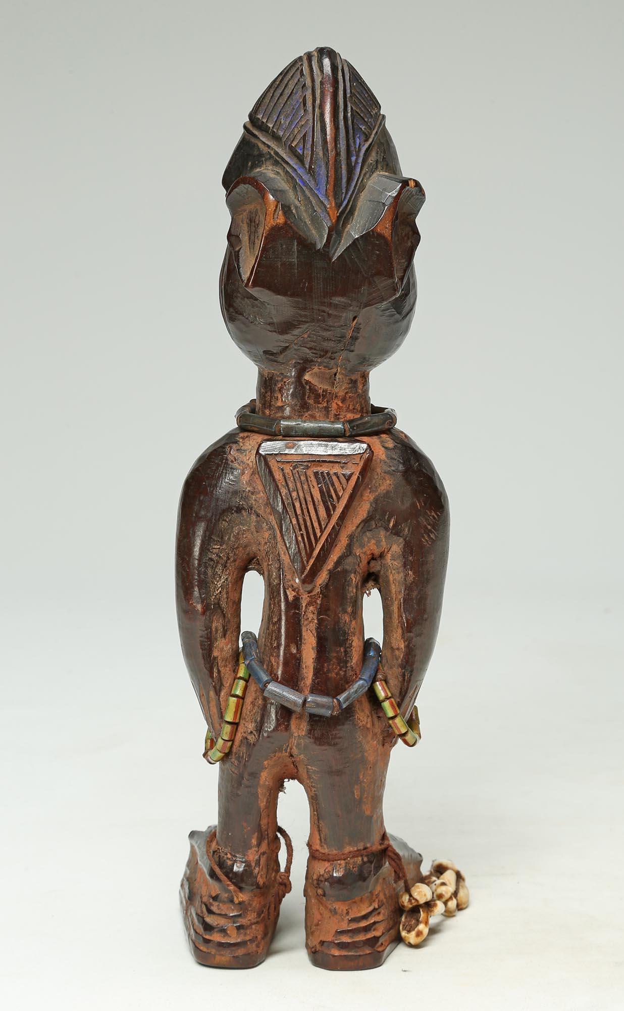 20th Century Yoruba Female Twin Figure, Ere Ibeji, Nigeria, African Tribal Art with Beads For Sale