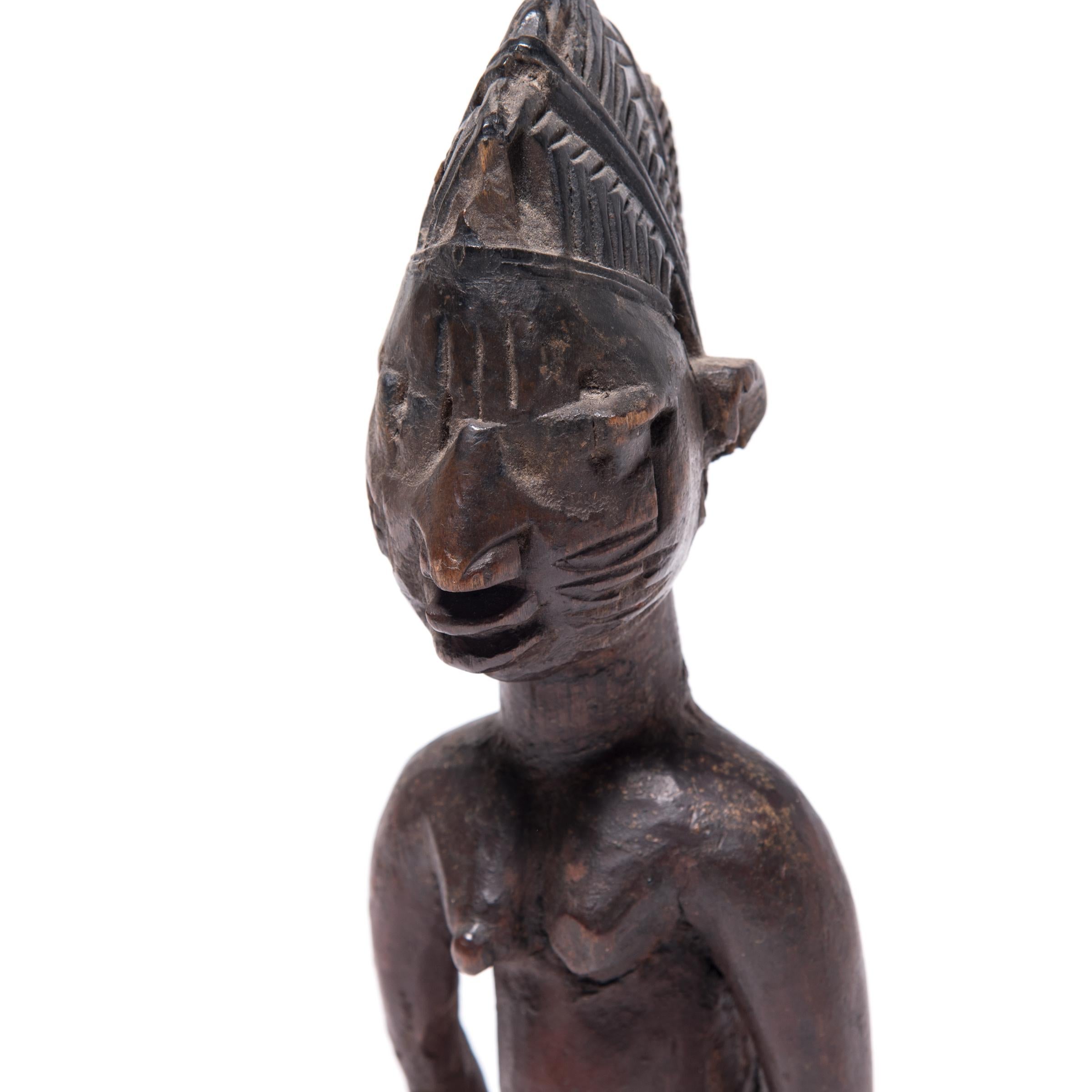 Carved Yoruba Ibeji Twin Figure For Sale