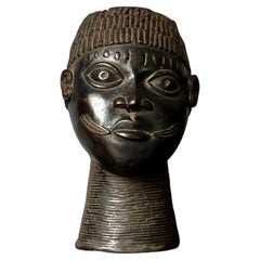 African Bronze, Yoruba King Head, Benin, West African