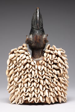 Yoruba Male Figure, an Ibeji or Twin Figure, Nigeria, Africa with Cowrie Cloak