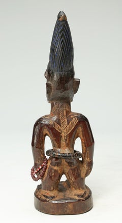 Yoruba Male Twin Figure, Ere Ibeji, Nigeria, West African Tribal Art with Beads