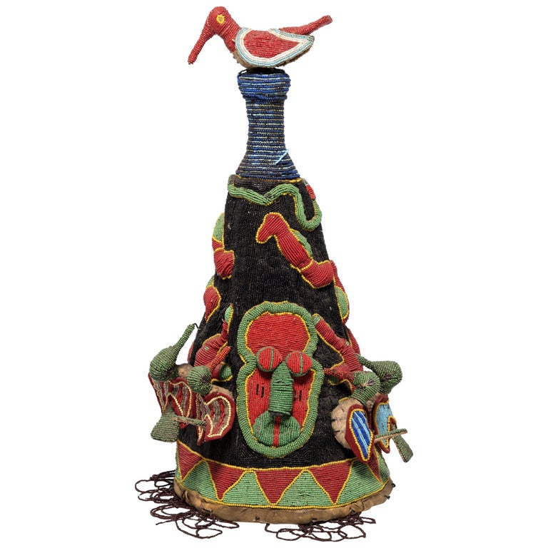 Yoruba Oba Beaded Crown For Sale at 1stdibs