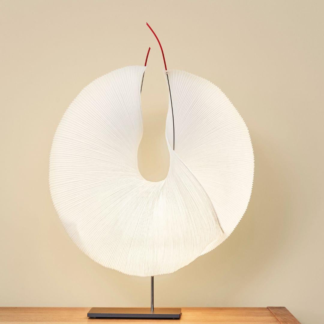 Mid-Century Modern 'Yoruba Rose' Japanese Washi Paper &  Stainless Steel Table Lamp for Ingo Maurer For Sale