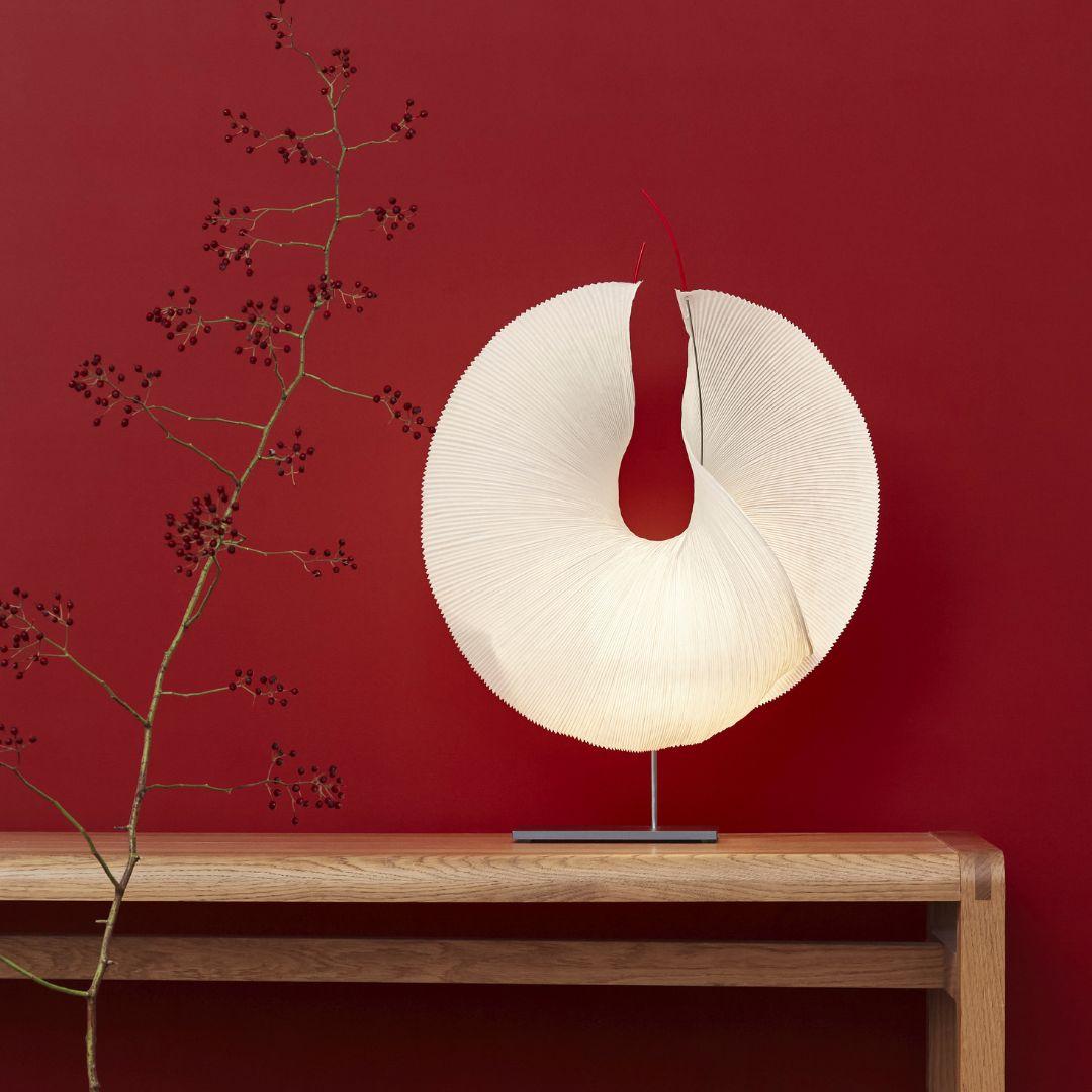 German 'Yoruba Rose' Japanese Washi Paper &  Stainless Steel Table Lamp for Ingo Maurer For Sale