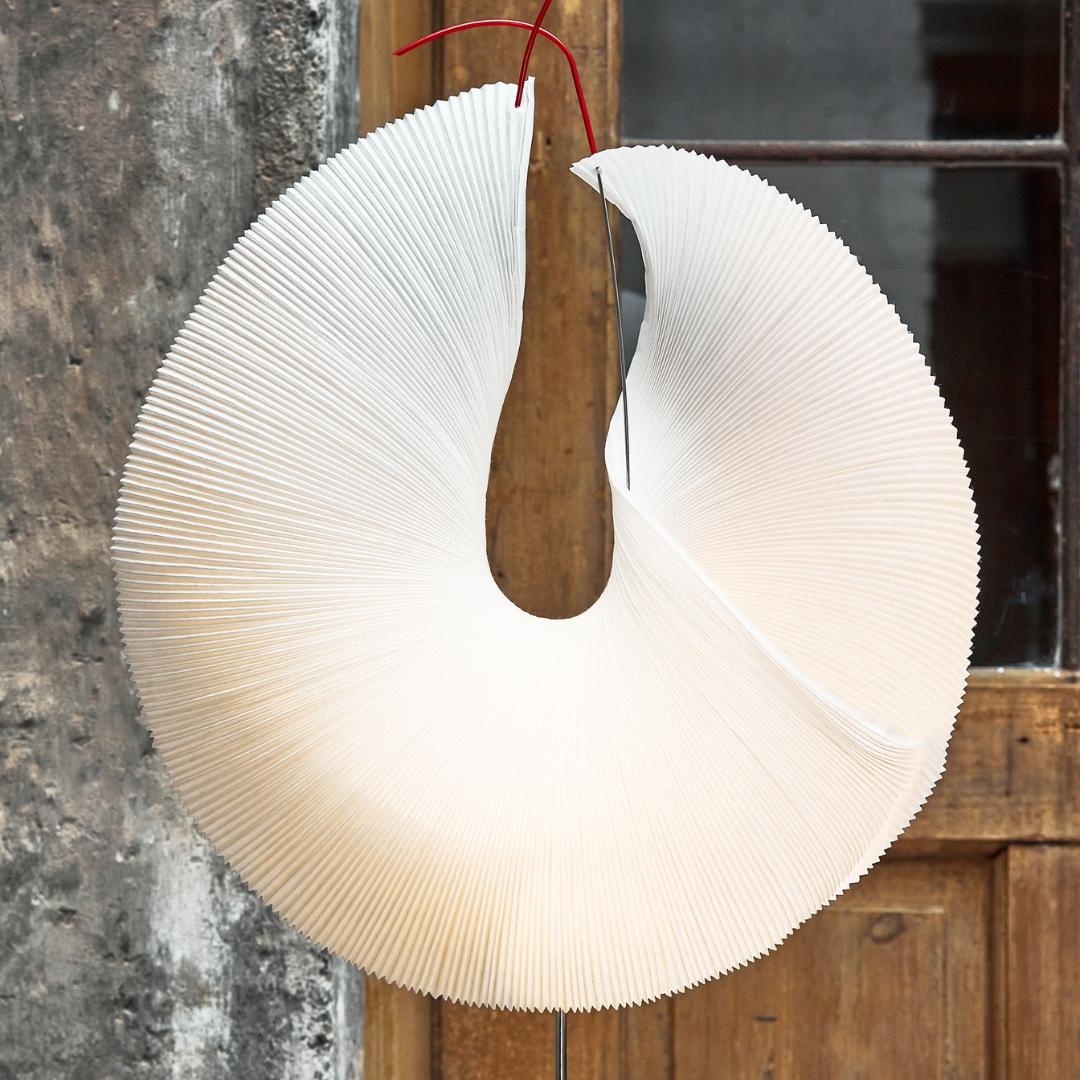 Enameled 'Yoruba Rose' Japanese Washi Paper & Stainless Steel Floor Lamp for Ingo Maurer For Sale