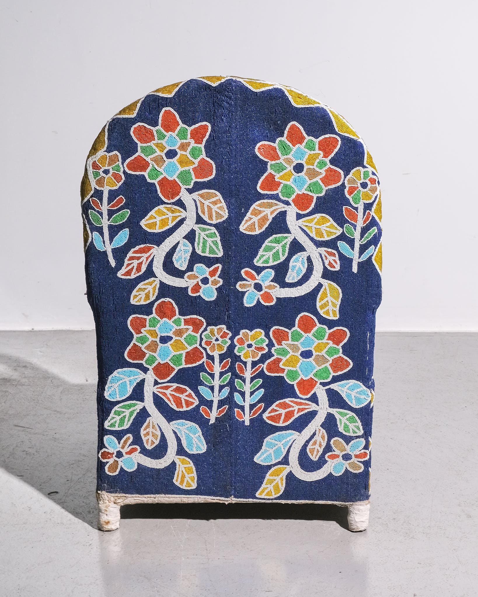 Sahrawi Yoruba Royal Beaded Chair Made in West Africa For Sale