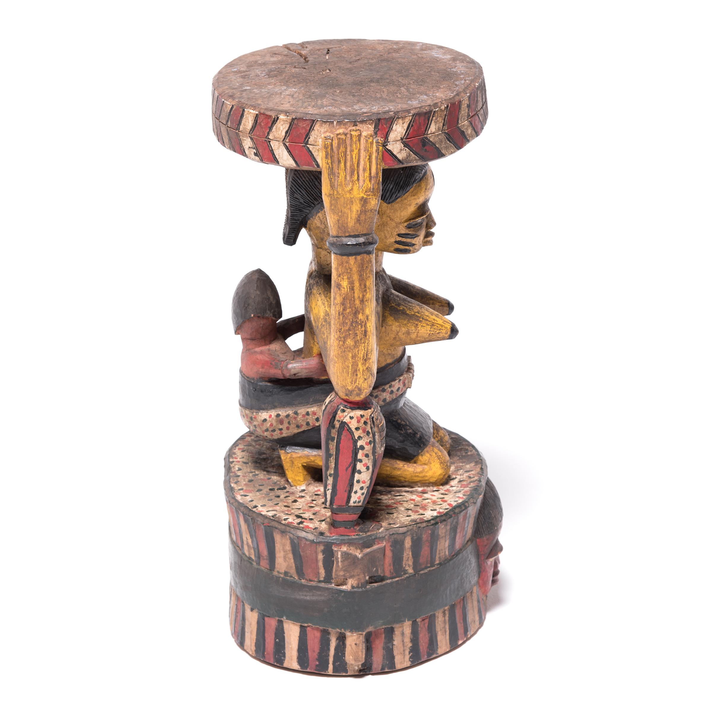 Nigerian Yoruba Style Figurative Stool