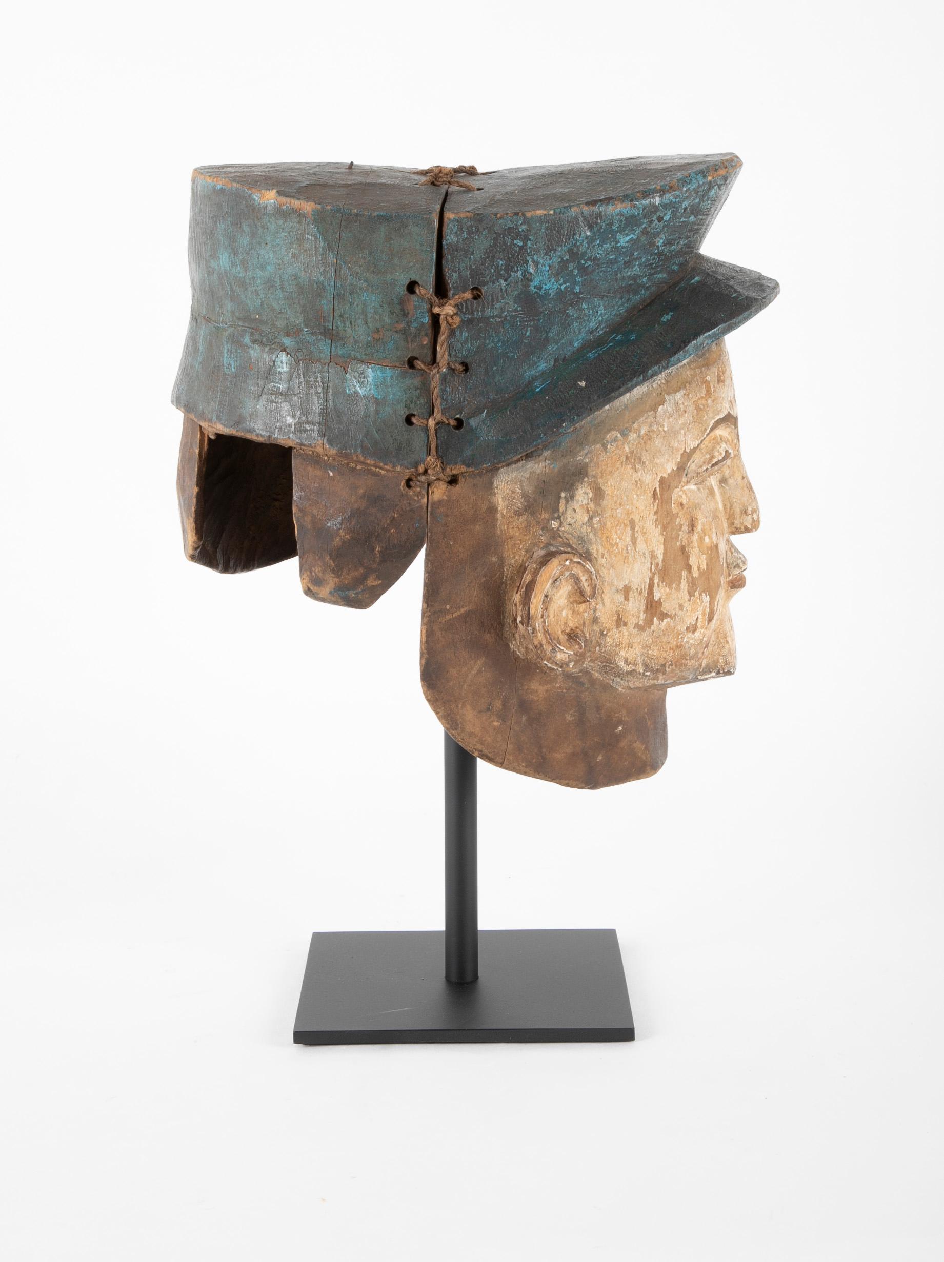 Beninese Yoruba Tribal Helmet Mask of a French Gendarme