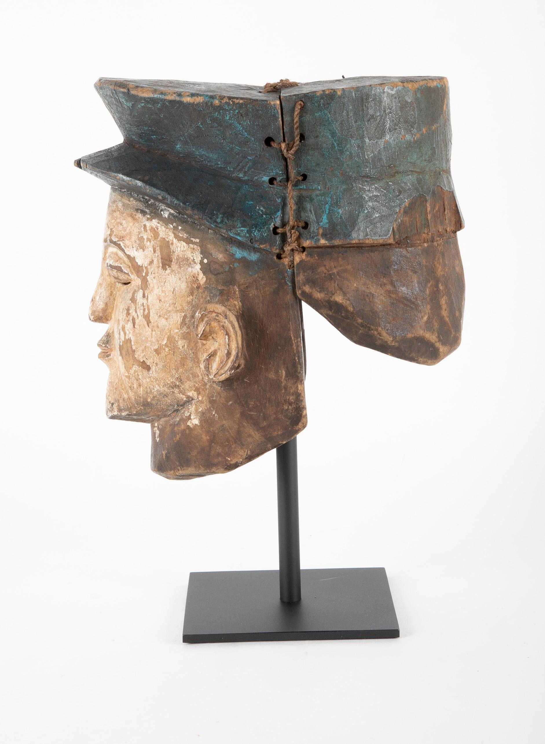 Yoruba Tribal Helmet Mask of a French Gendarme In Good Condition In Stamford, CT