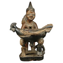 Yoruba Tribal Maternity Offering Bowl Figure Chicken, Nigeria Africa Timeless