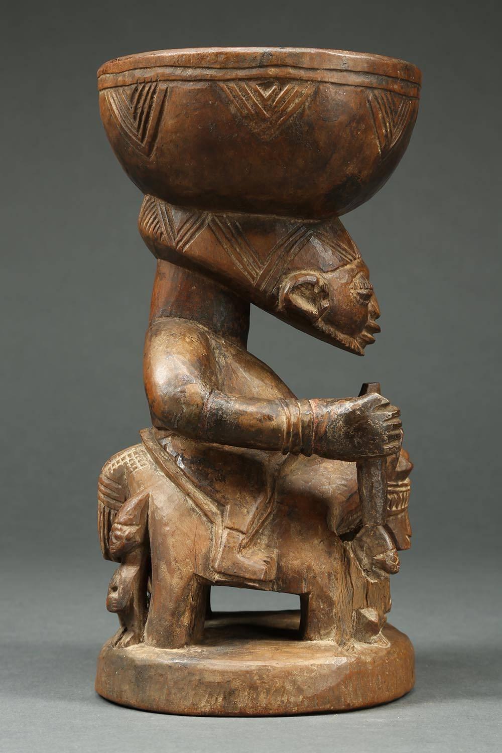 Nigerian Yoruba Tribal Offering Bowl with Horse and Rider, Nigeria