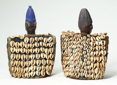 Yoruba Twin Figures with Cowrie Cloaks, Nigeria, Africa, Early 20th Century
