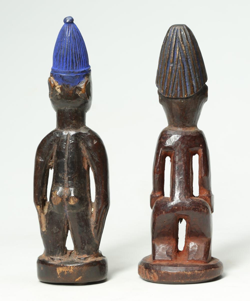 Nigerian Yoruba Twin Figures with Cowrie Cloaks, Nigeria, Africa, Early 20th Century For Sale