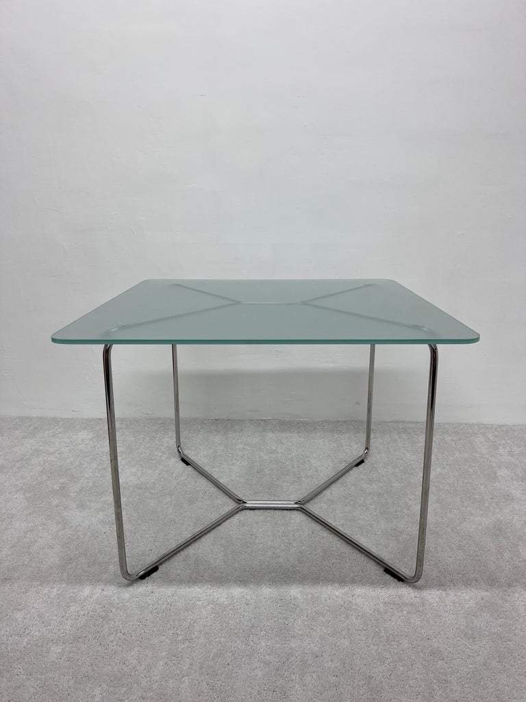 Contemporary Yos & Leonardo Theosabrata Tubular Chrome and Glass Dining Table for Accupunto For Sale