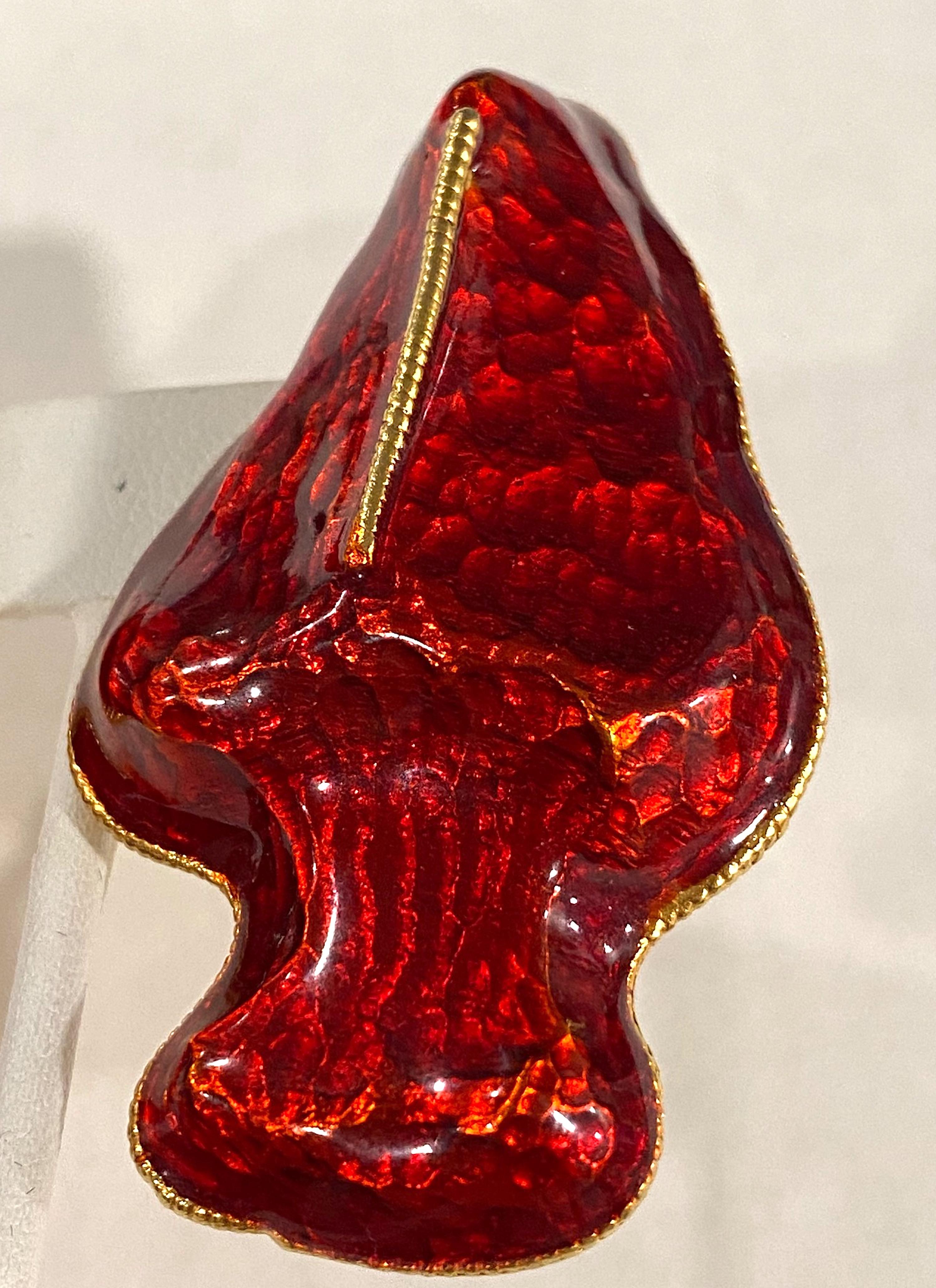 Grandes boucles d'oreilles abstraites Yosca en émail rouge sur or, années 1980 en vente 9