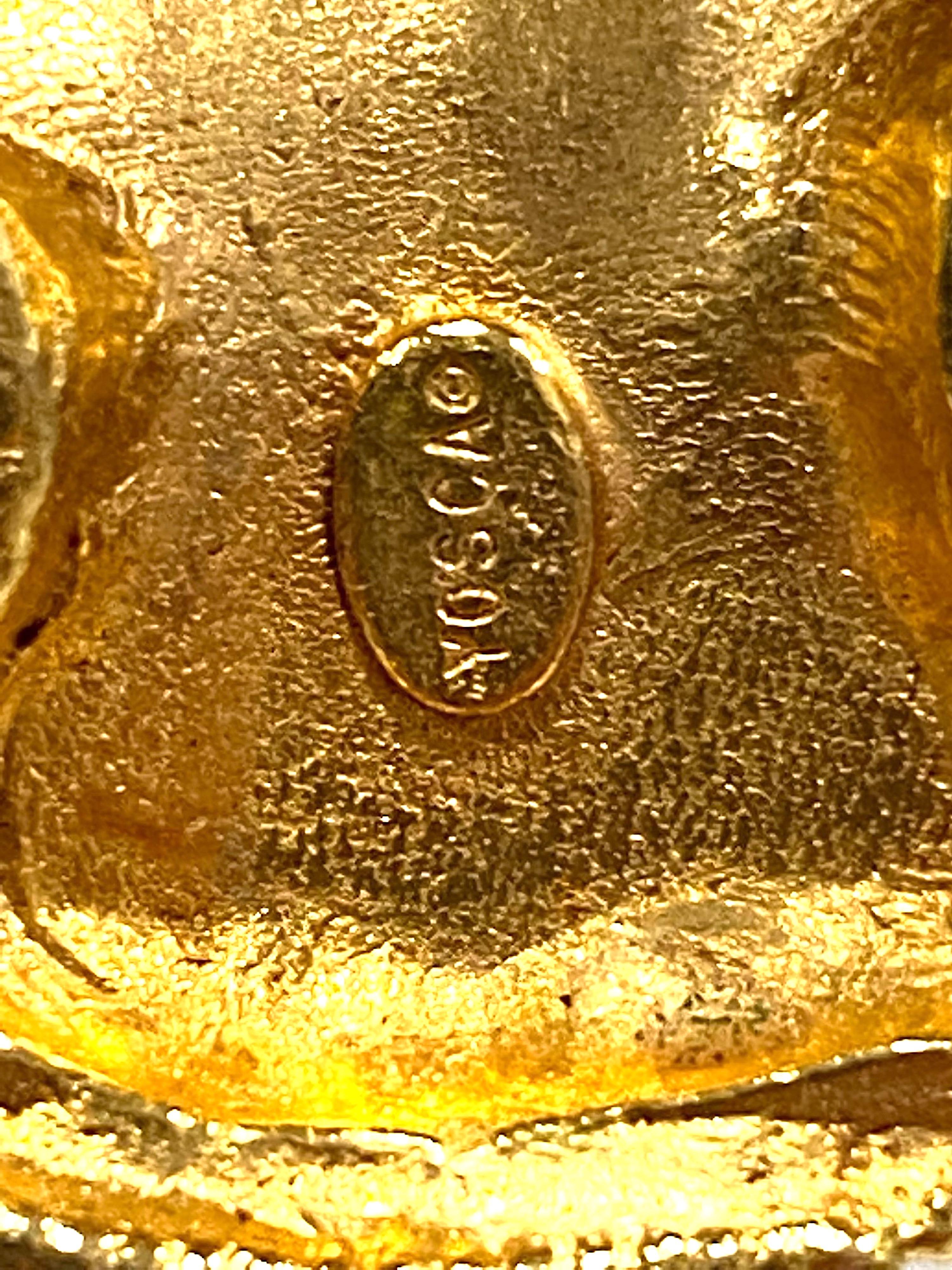 Grandes boucles d'oreilles abstraites Yosca en émail rouge sur or, années 1980 en vente 2