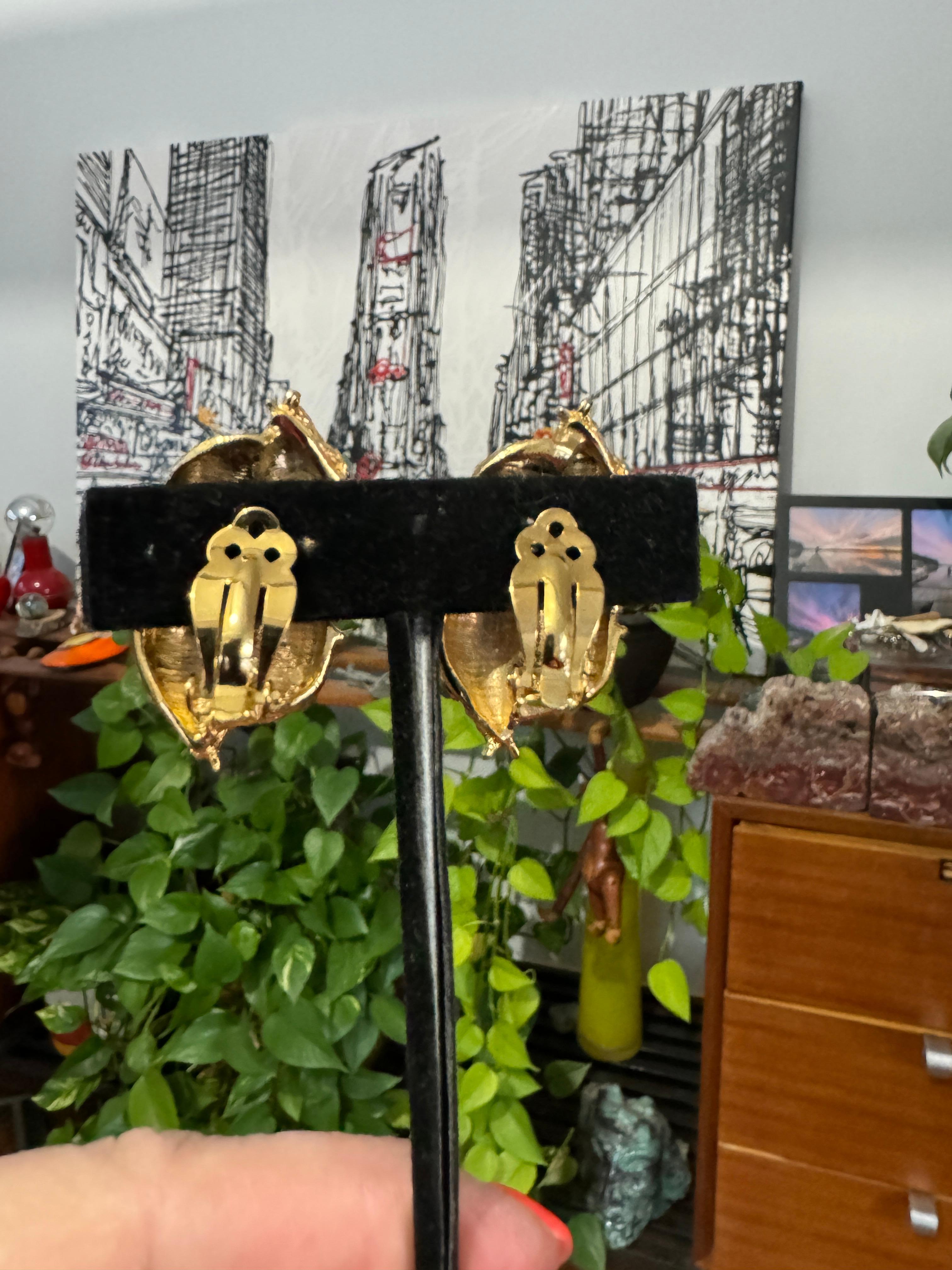 Boucles d'oreilles serpent à double tête en verre Yosca Gold & Gripoix, jamais portées, années 1990 en vente 7