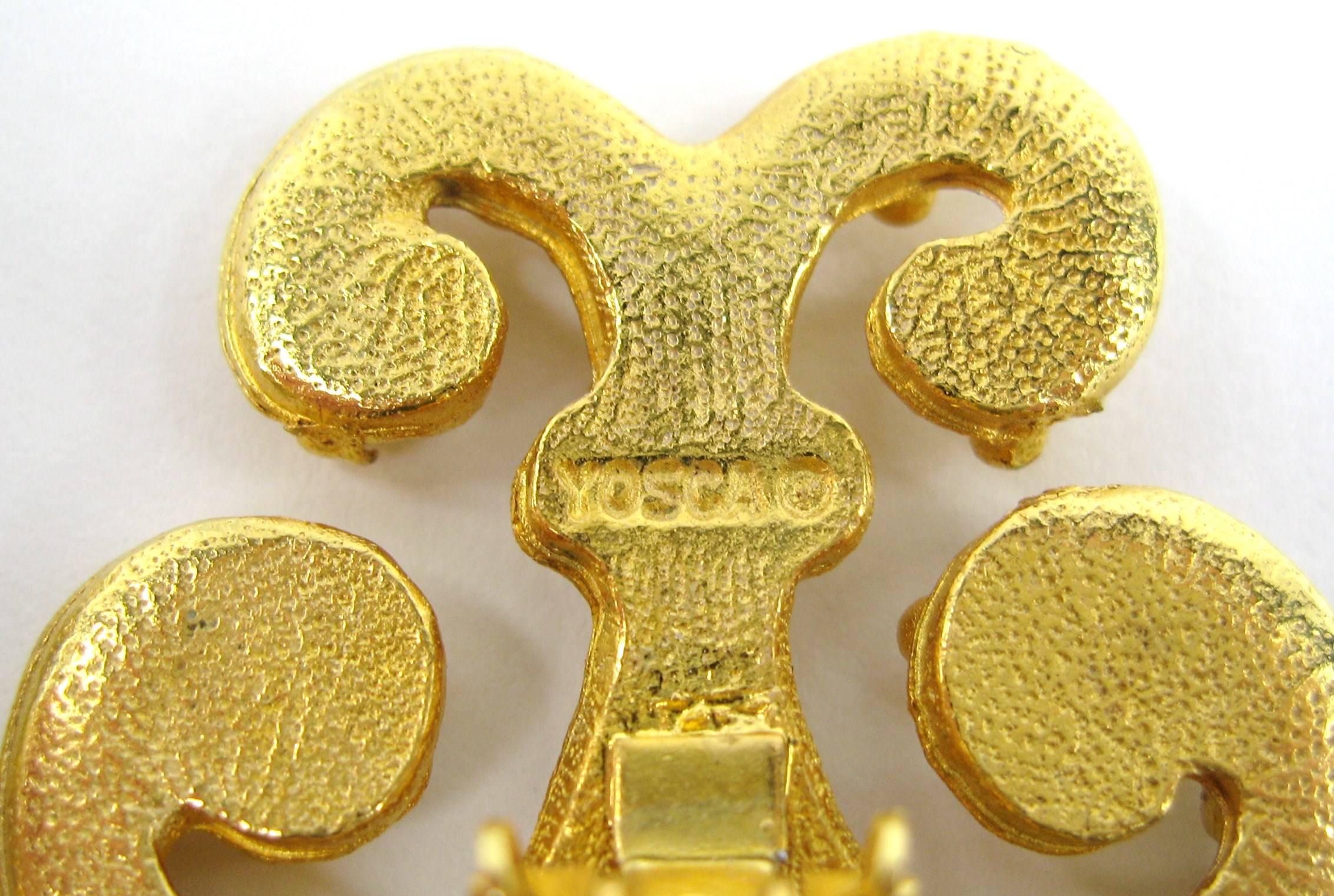 YOSCA Boucles d'oreilles pendantes en or avec perles et strass jamais portées, années 1990 Pour femmes en vente