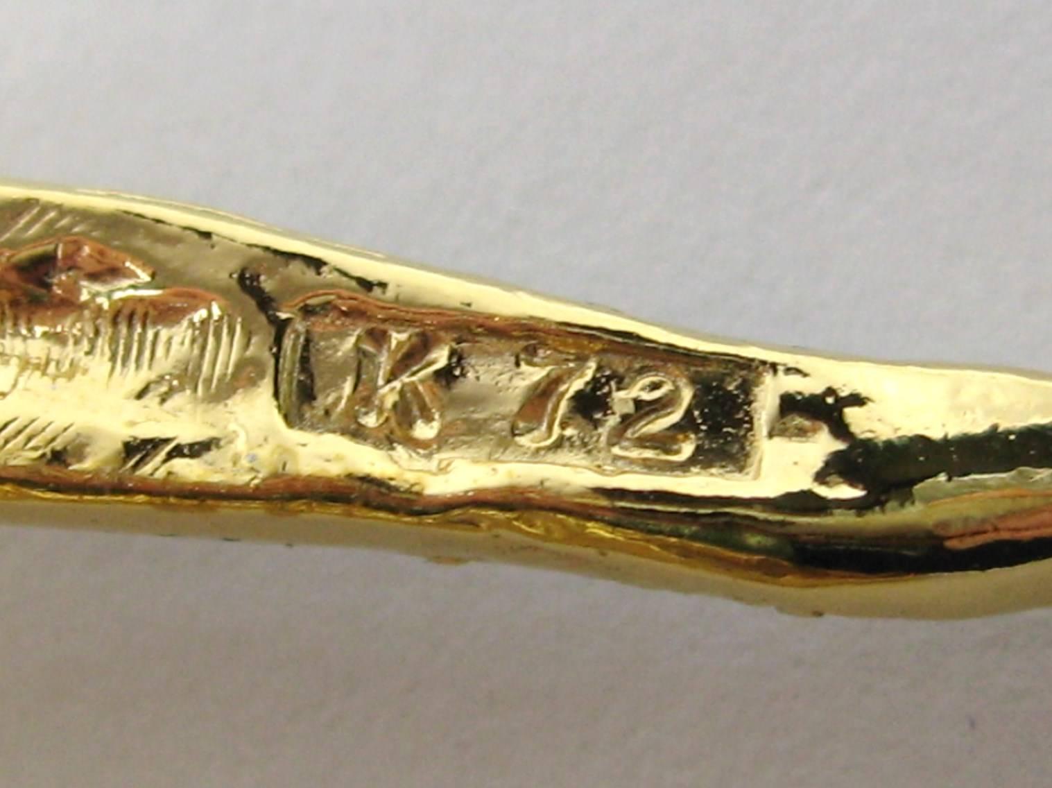 Yosca Serpent Snake Brooch pin New, Never worn 1980s Gold Gilt  1