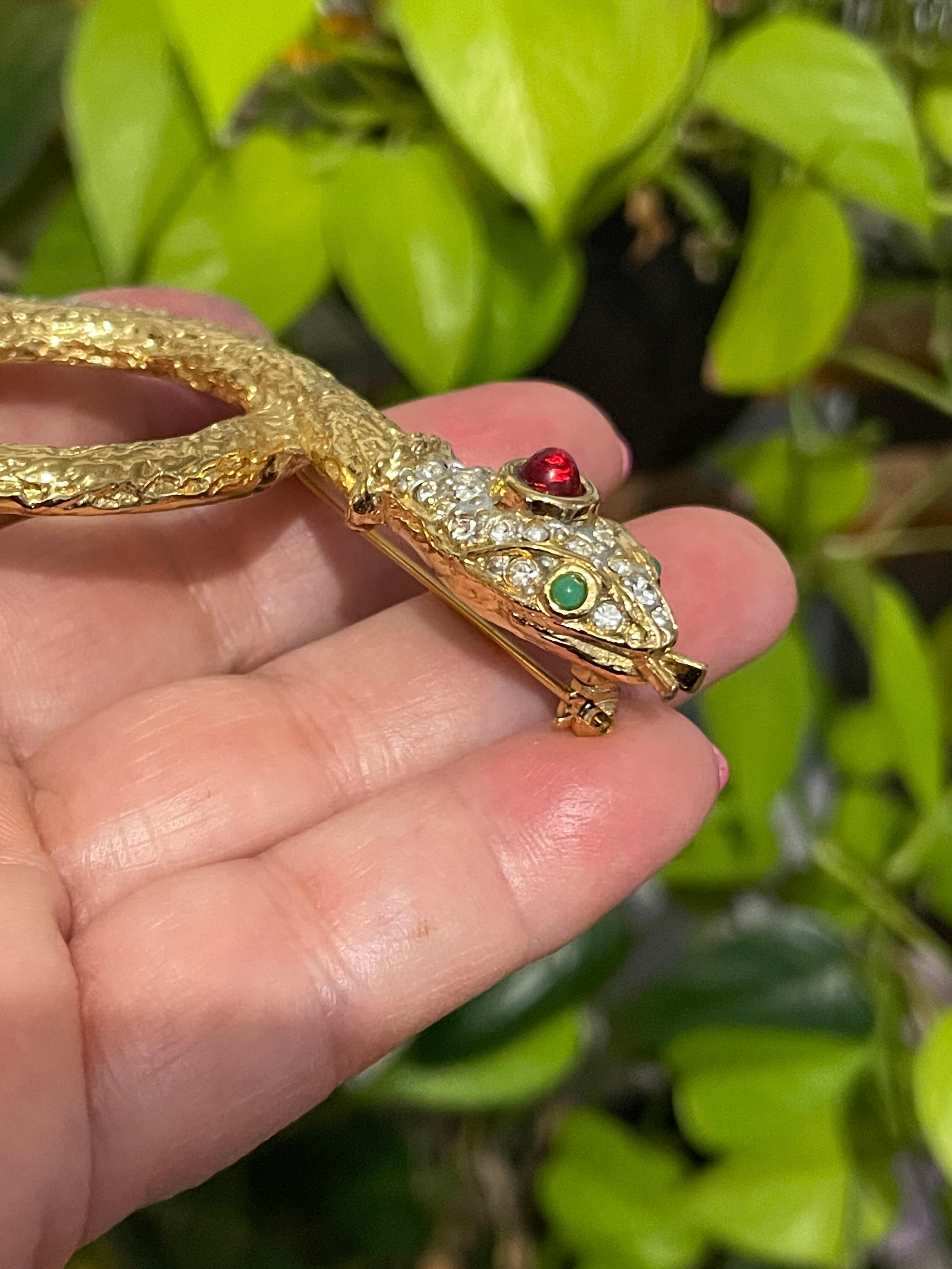 Yosca Serpent Snake Brooch pin New, Never worn 1980s Gold Gilt  5