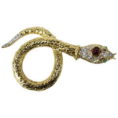 Yosca Serpent Snake Brooch pin New, Never worn 1980s Gold Gilt 