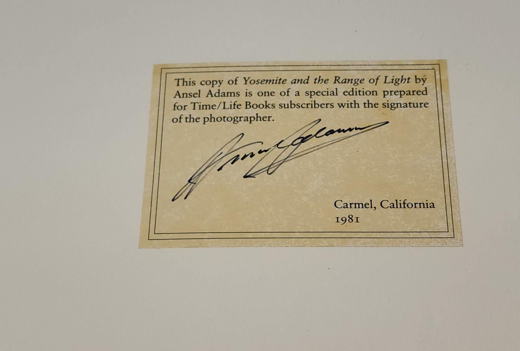 Yosemite and the Range of Light Ansel Adams Signed 1st Edition In Good Condition For Sale In North Hollywood, CA