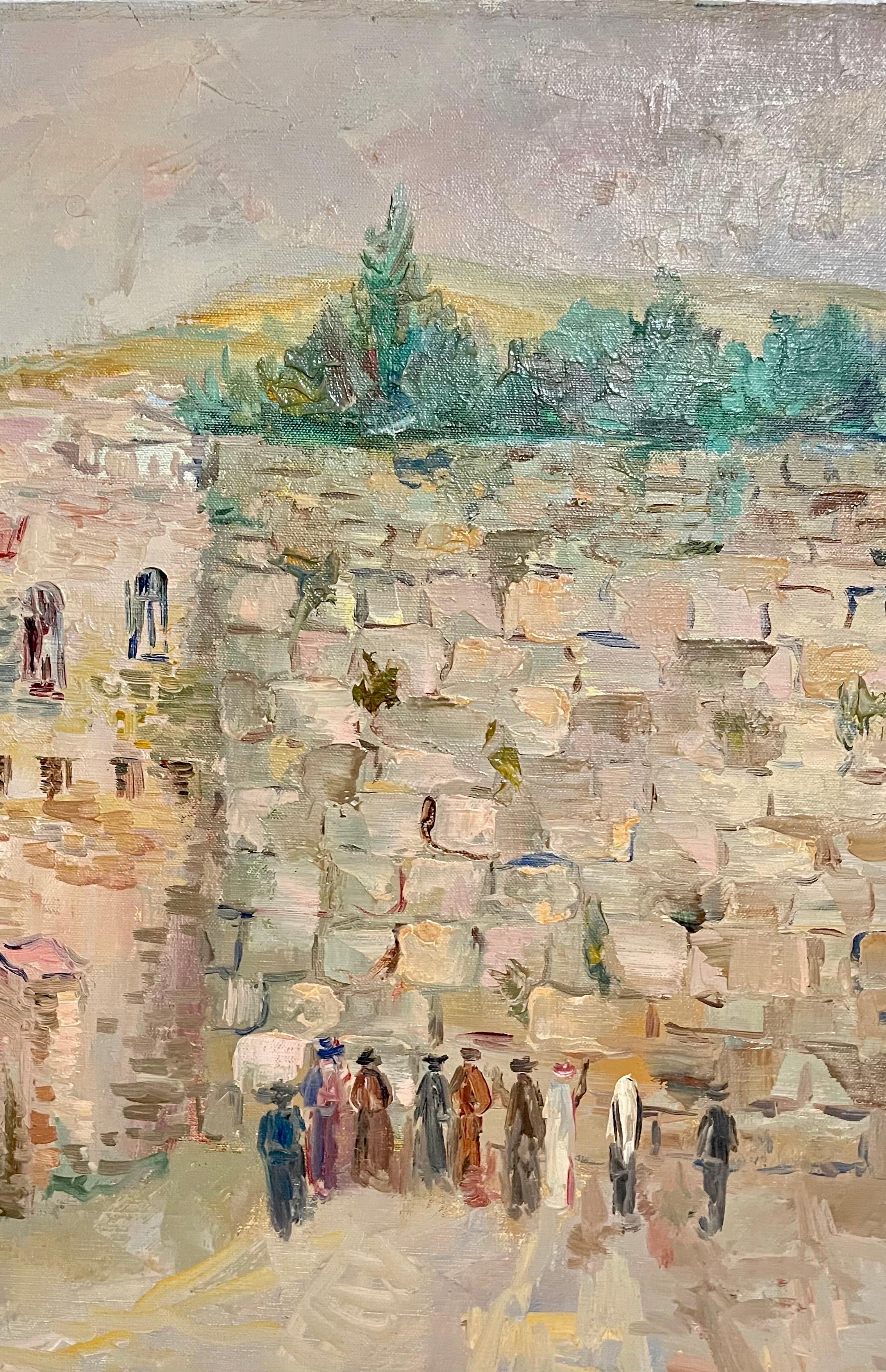 Russian Israeli Oil Painting Western Wall Jerusalem Judaica Post Impressionist For Sale 5