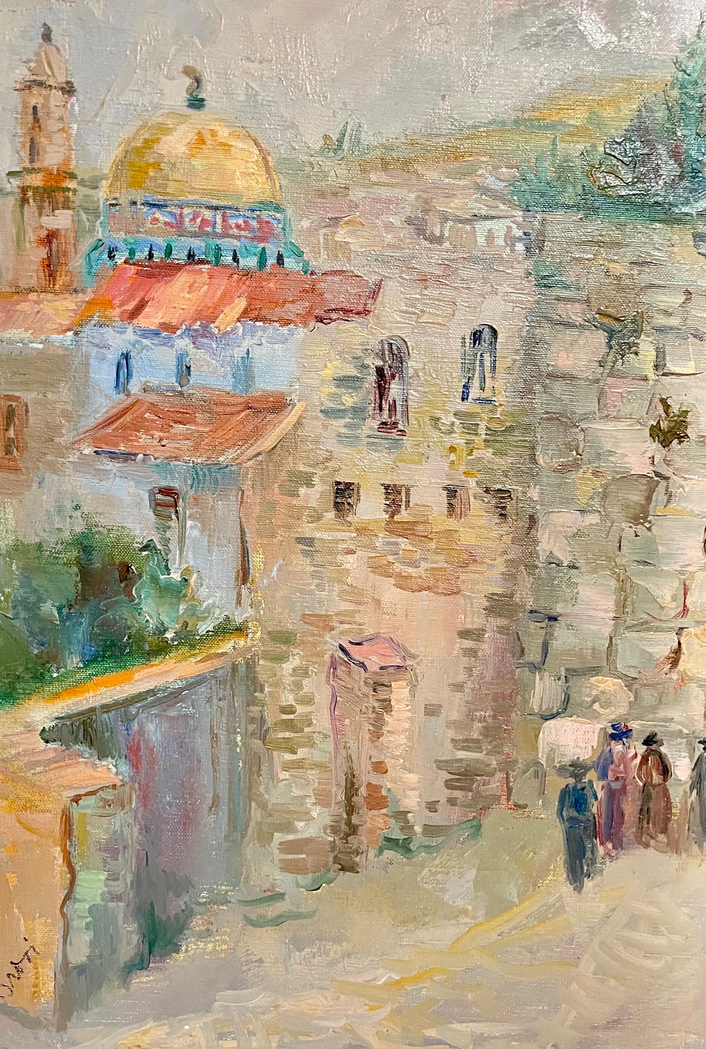 Russian Israeli Oil Painting Western Wall Jerusalem Judaica Post Impressionist For Sale 6