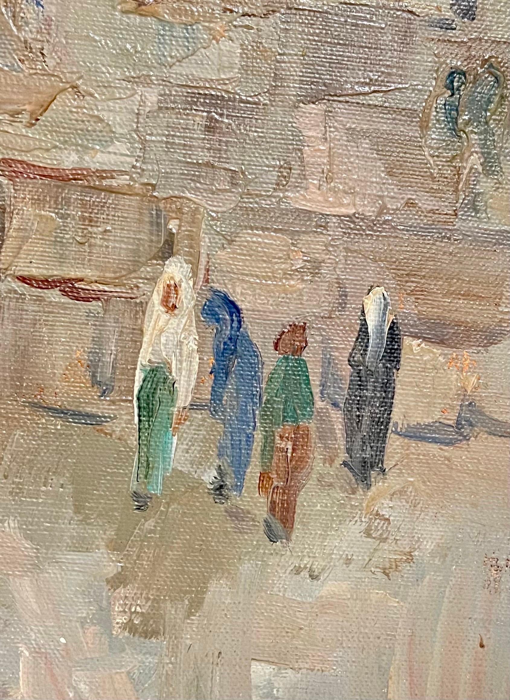 

Broshi (Brodetz) Yoseph (Lehi alias Uriel) 1913- 1980 Russian Israeli artist.
An oil painting depicting Jewish people praying at the Western Wall or Wailing Wall in the Old City of Jerusalem, also known as the Kotel, the holiest place for the