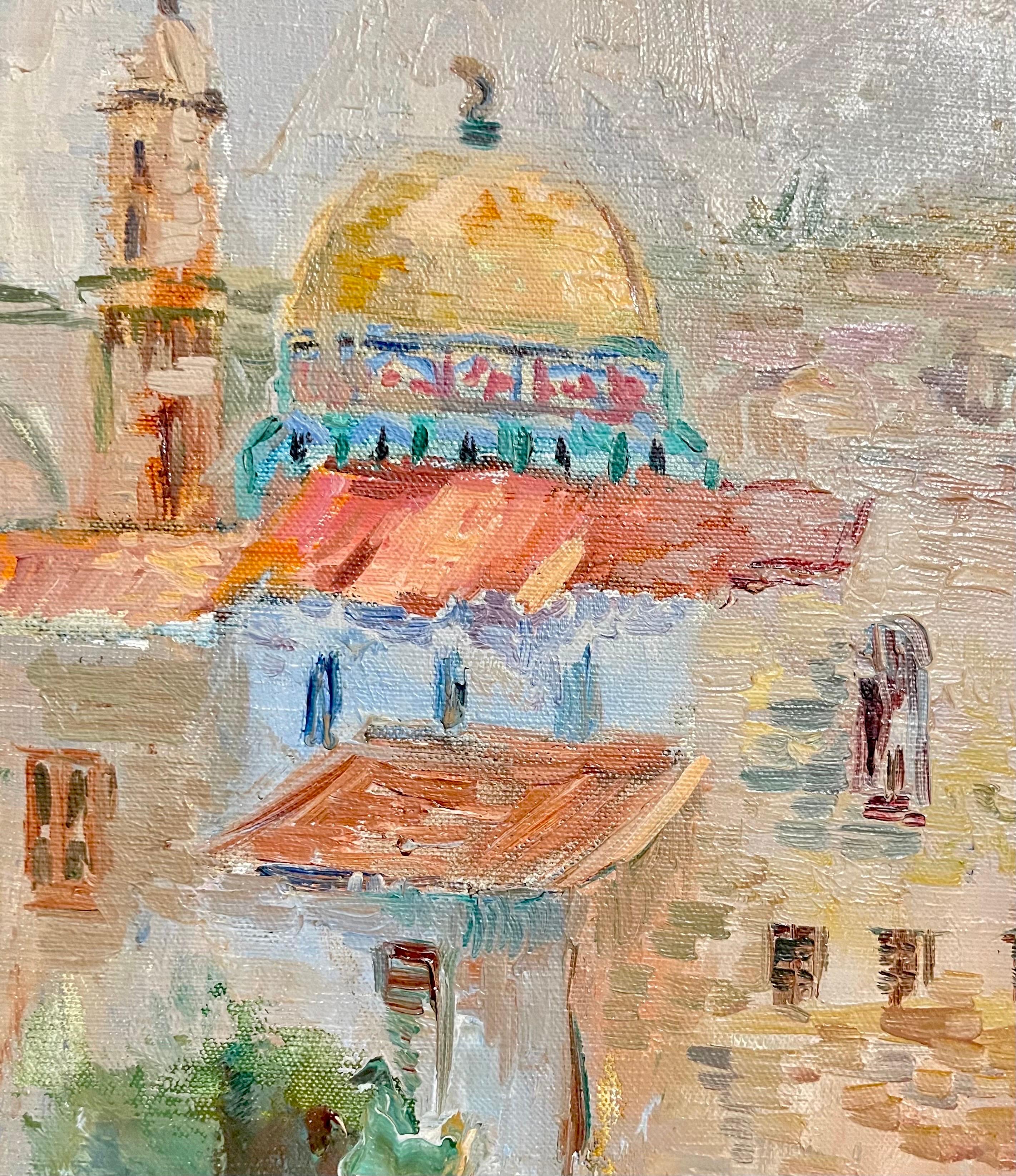 Russian Israeli Oil Painting Western Wall Jerusalem Judaica Post Impressionist For Sale 3