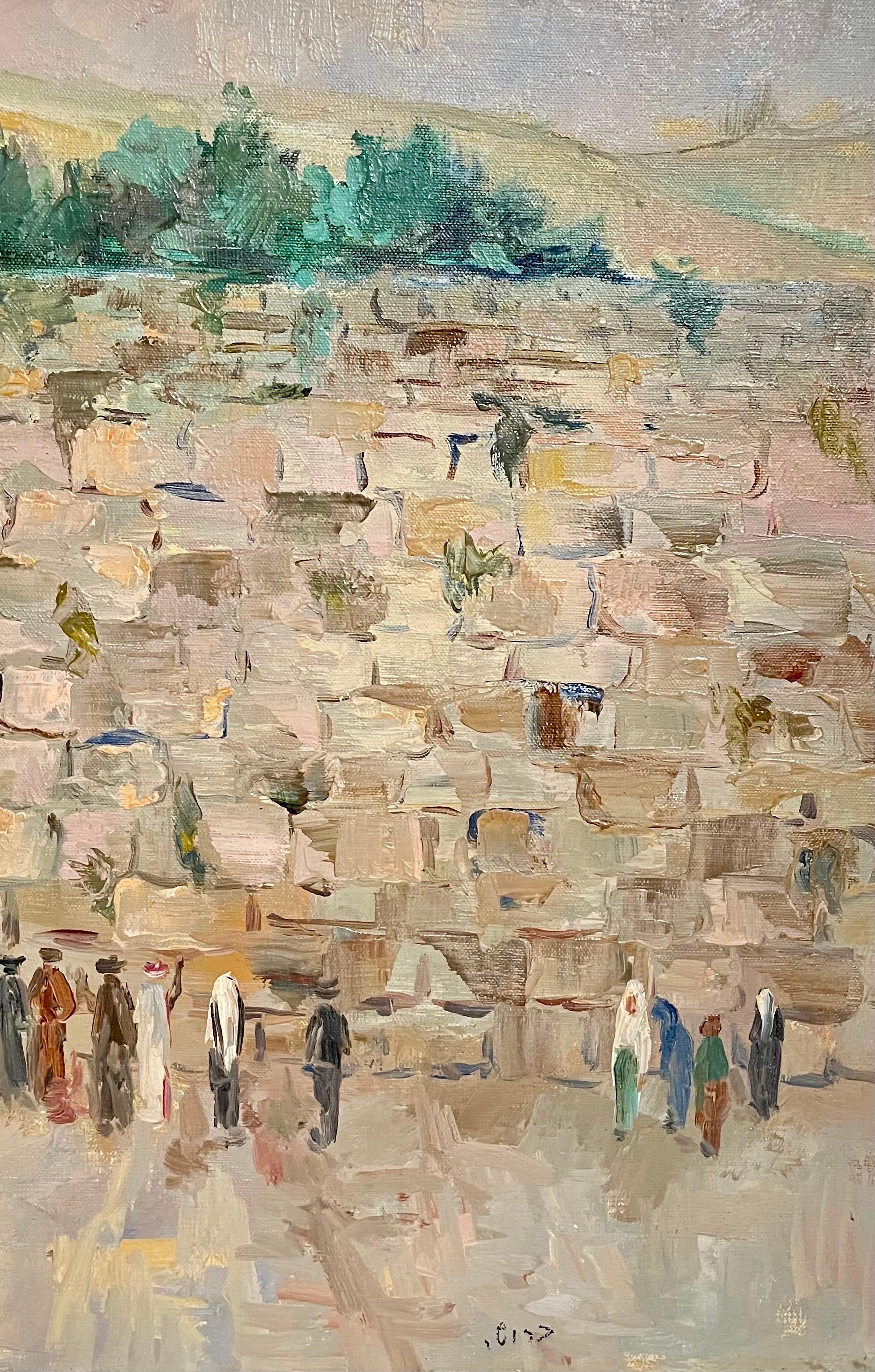 Russian Israeli Oil Painting Western Wall Jerusalem Judaica Post Impressionist For Sale 4