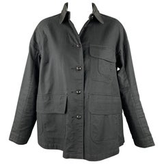 YOSHI KONDO Size M Black Wool Leather Trim Oversized Jacket