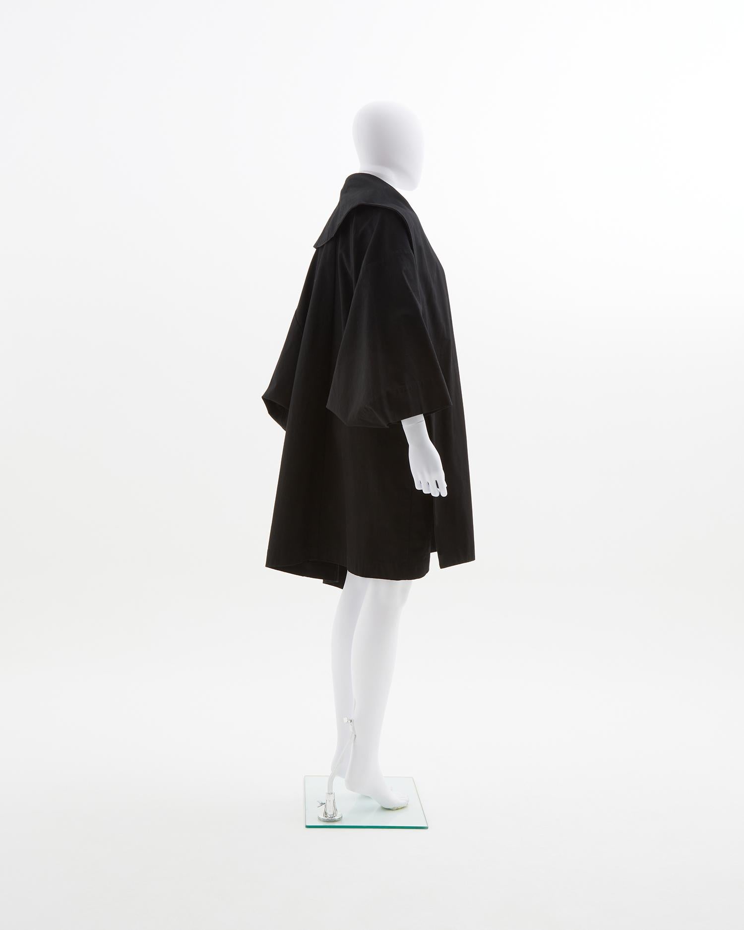 Women's Yoshi Yamamoto Black cotton asymmetric cape, ss 2009 For Sale