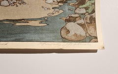 Temple in the Wood, Jizuri Seal, Japanese Woodblock Print