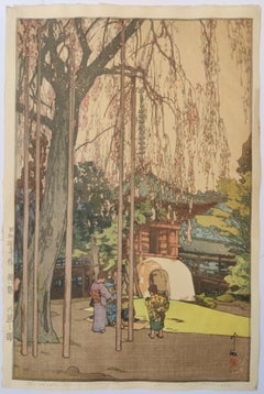 Antique Yoshida Hiroshi -- The Cherry Tree in Kawagoe   川越の桜