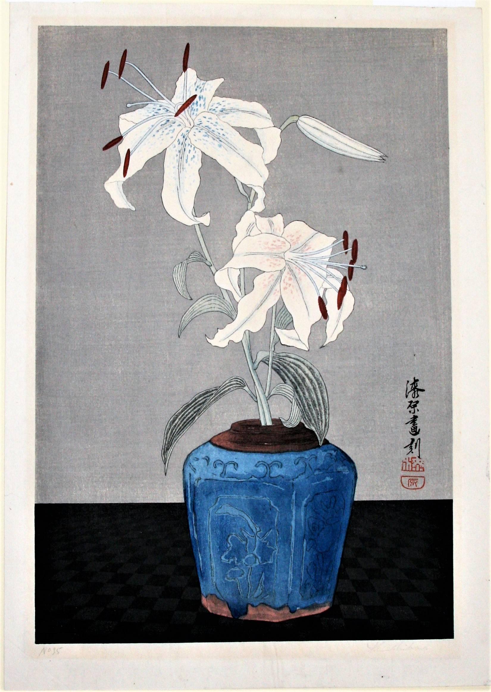 White Lilies - Print by Yoshijuro Urushibara