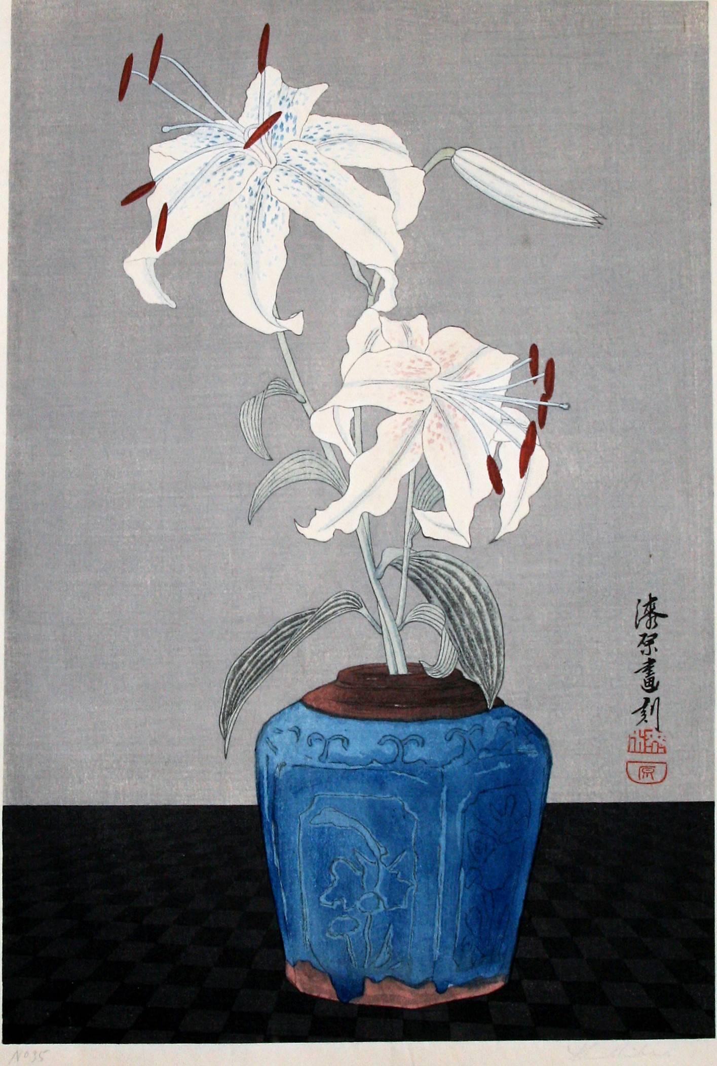 White Lilies - Edo Print by Yoshijuro Urushibara