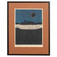 Yoshio Kanamori "Lago de montaña" xilografía