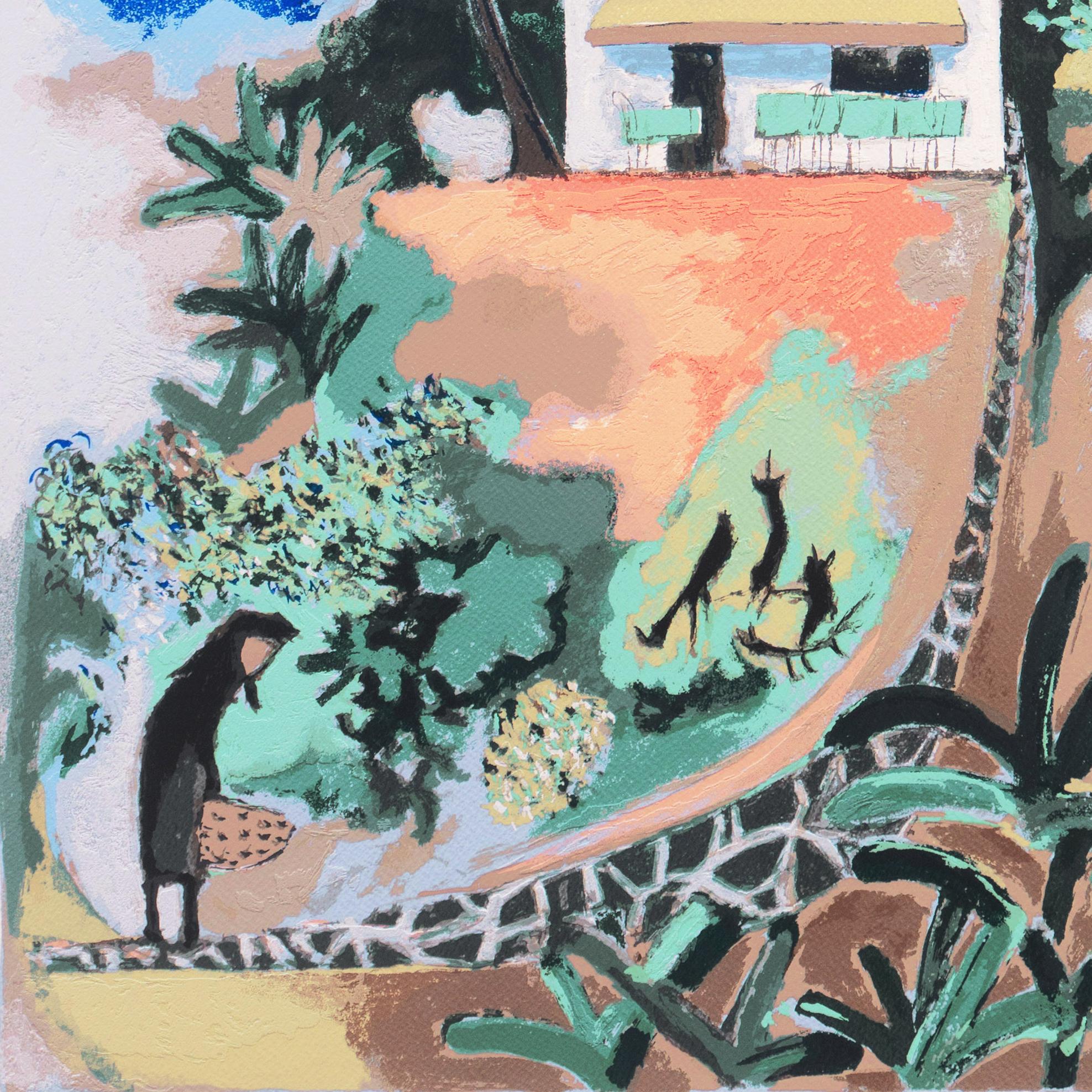 « Mimosa Tree Restaurant », Égée, Cyclades, artiste japonais en Grèce, chat de fougère en vente 2