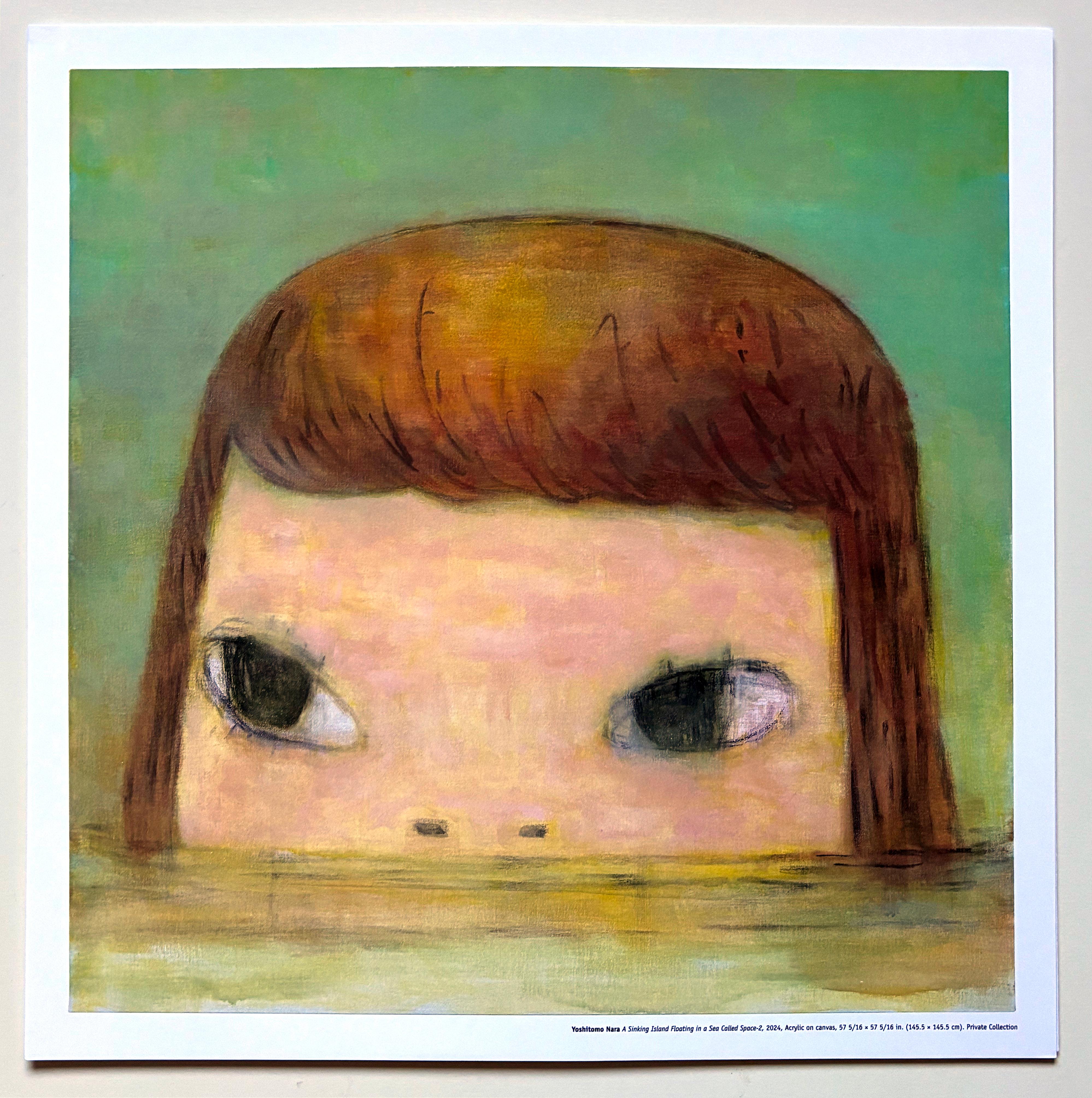 Una isla que se hunde flotando en un mar llamado Space set de 2 - Portrait Print Beige de Yoshitomo Nara