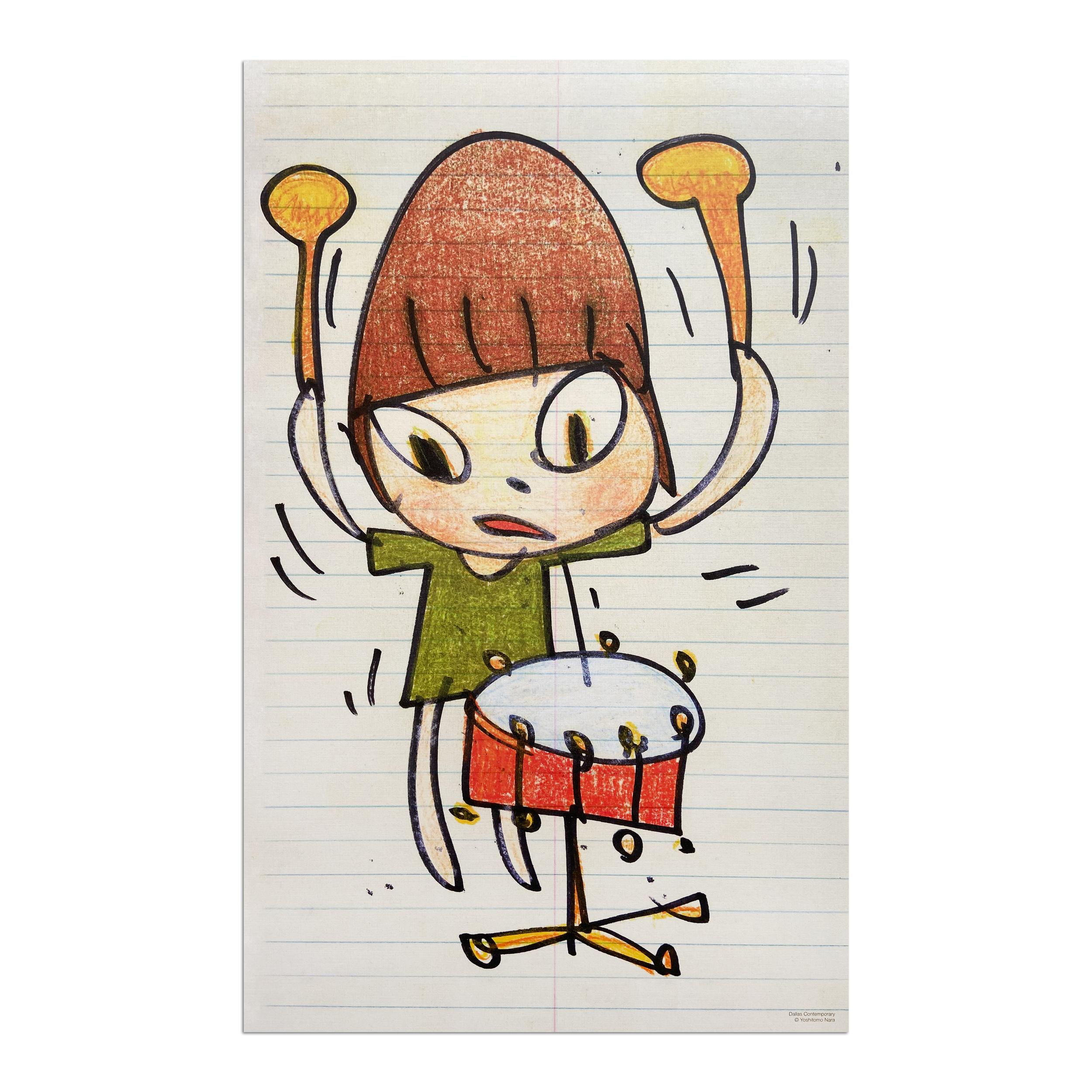 Yoshitomo Nara Print - Banging the Drum, Contemporary Art, Pop Art