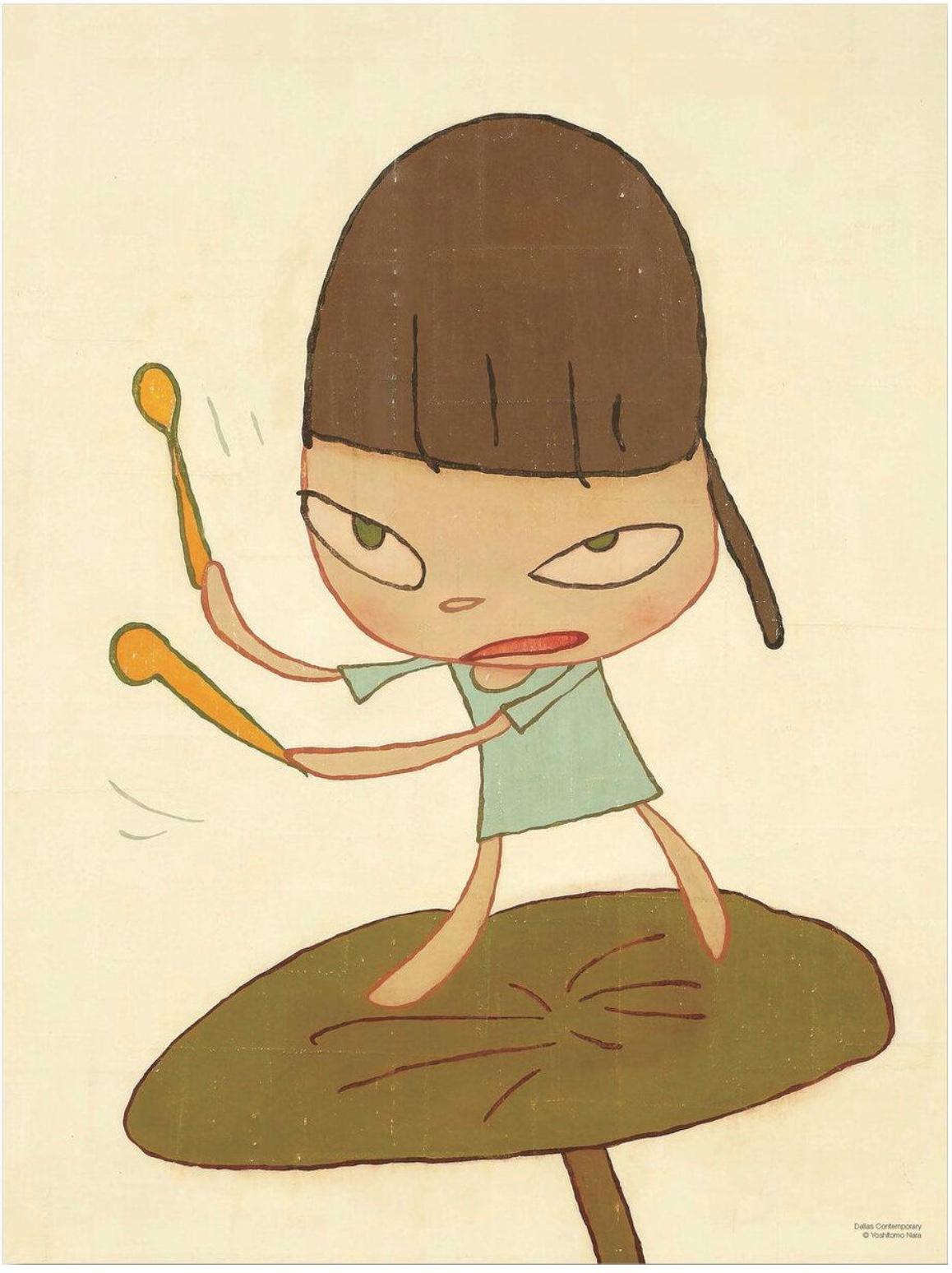 Portrait Print de Yoshitomo Nara - Marchando sobre una hoja de petasita