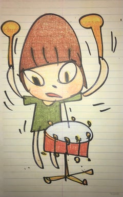 Nara Girl Banging On A Drum avec impression Pop Art en édition limitée 