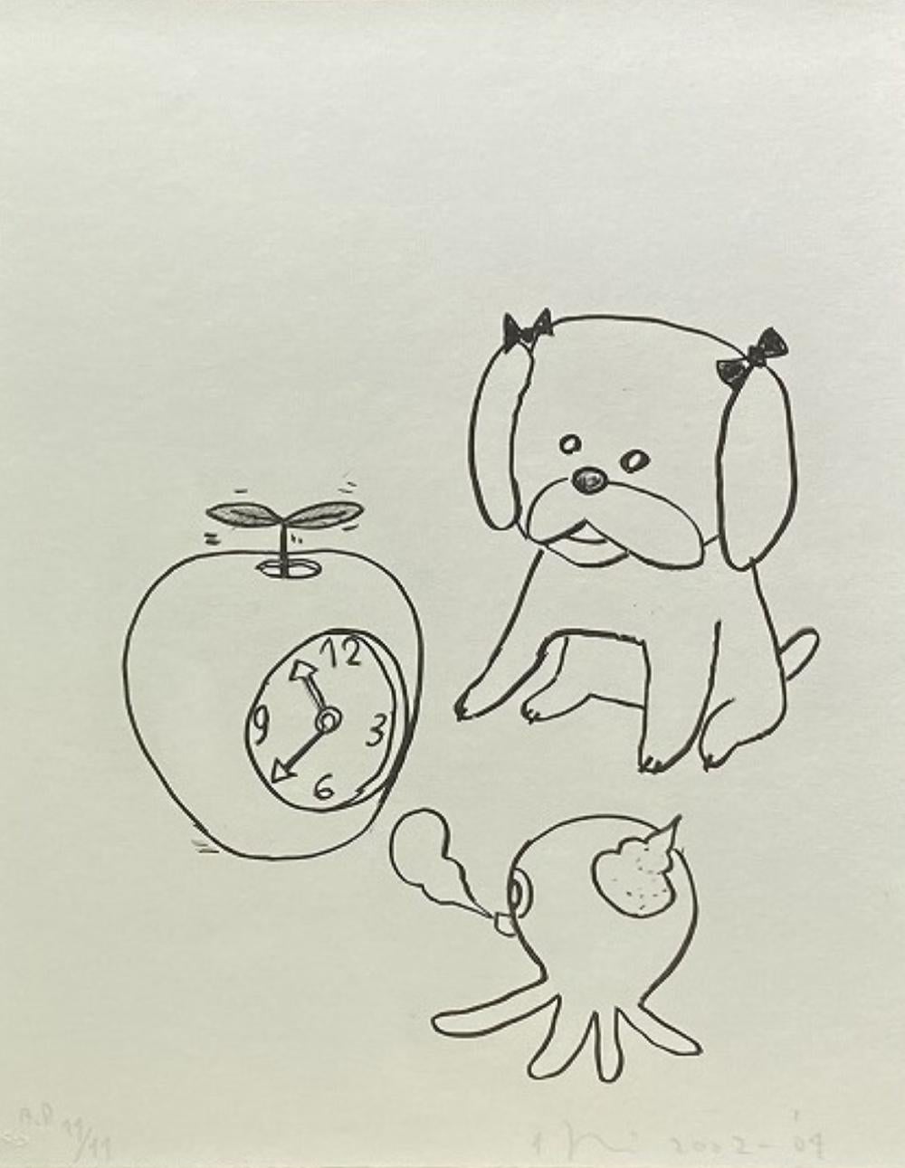 El tiempo pasa. Edición limitada de 52 (1 calcografía en color) firmada por Yoshitomo Nara