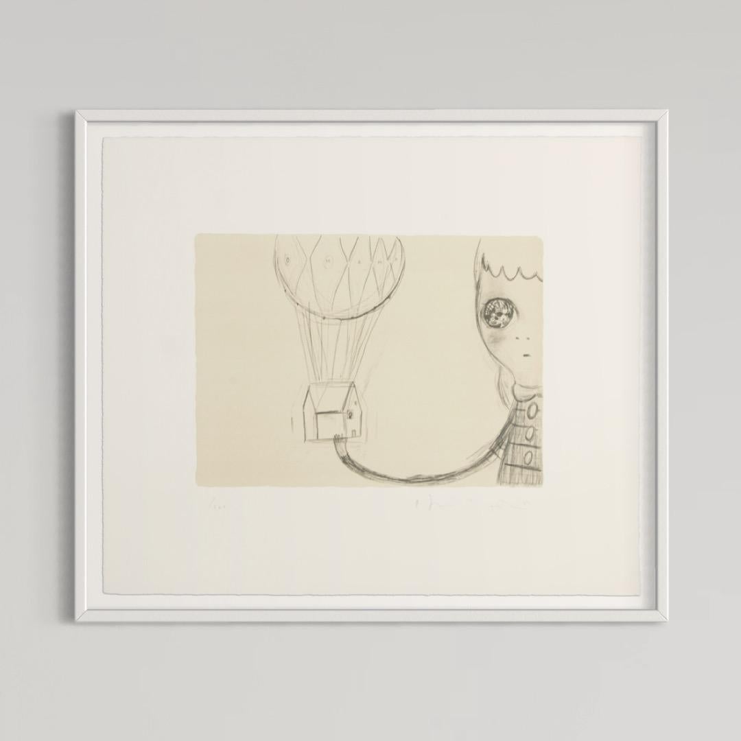 Yoshitomo Nara (n. 1959, japonés) e Hiroshi Sugito (n. 1970, japonés)
Sin título (Omaha), 2005
Medio: Litografía sobre papel
Dimensiones: 53,5 x 62,5 cm
Edición de 100 + 10 AP: Firmado a mano por ambos artistas, numerado y fechado
Imprenta: Edición