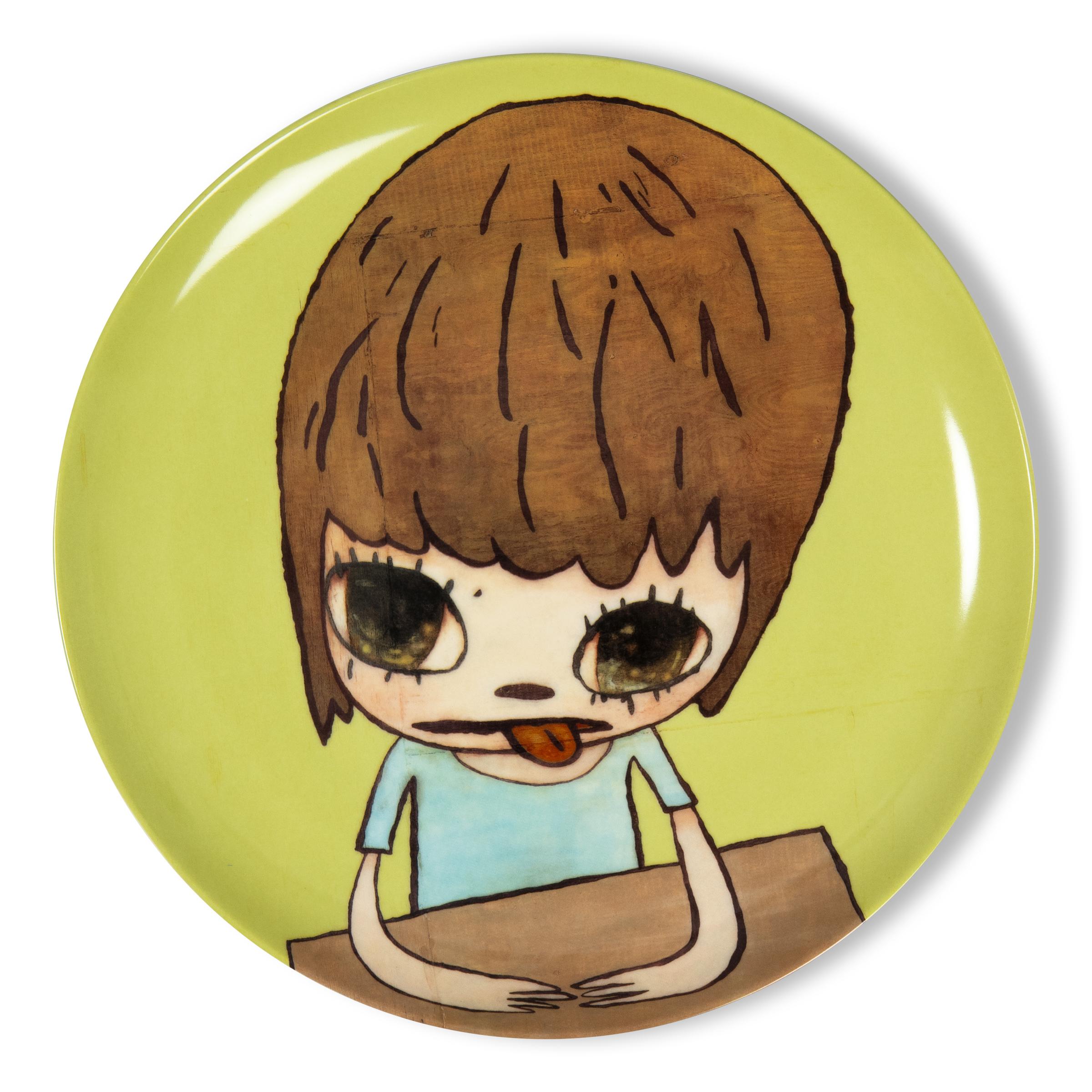 Yoshitomo Nara (Japanese, born 1959)
Girl in the Moon, 2022
Medium: Porcelain plate (fine bone china)
Dimensions: 10 1/2 in diameter  26.7 cm diameter
Edition of 250: Printed signature and edition details on verso
Condition: Mint (in original